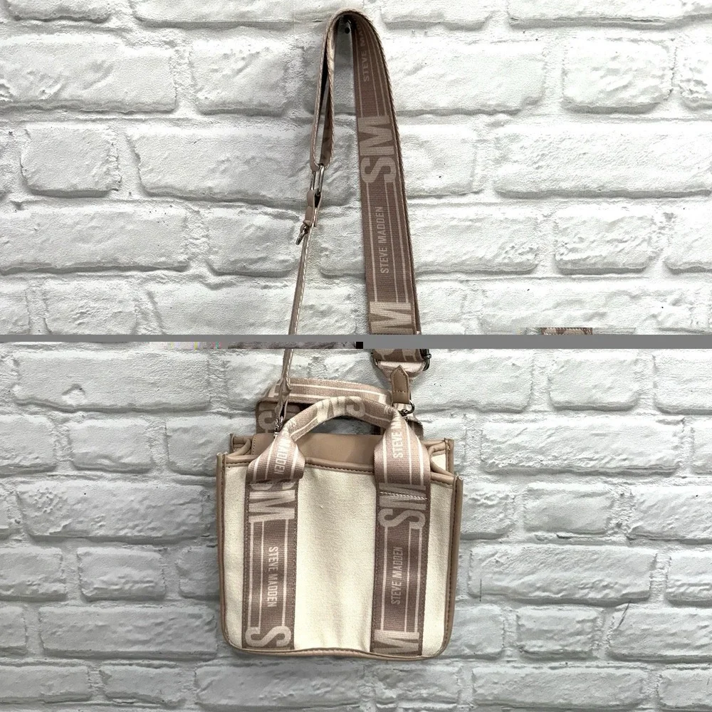 STEVE MADDEN Bwebber Purse Crossbody SMALL Tote Cream Pink Brown Mauve RARE